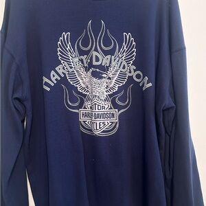 Harley-Davidson Navy Long-Sleeve Shirt with White Eagle Graphic